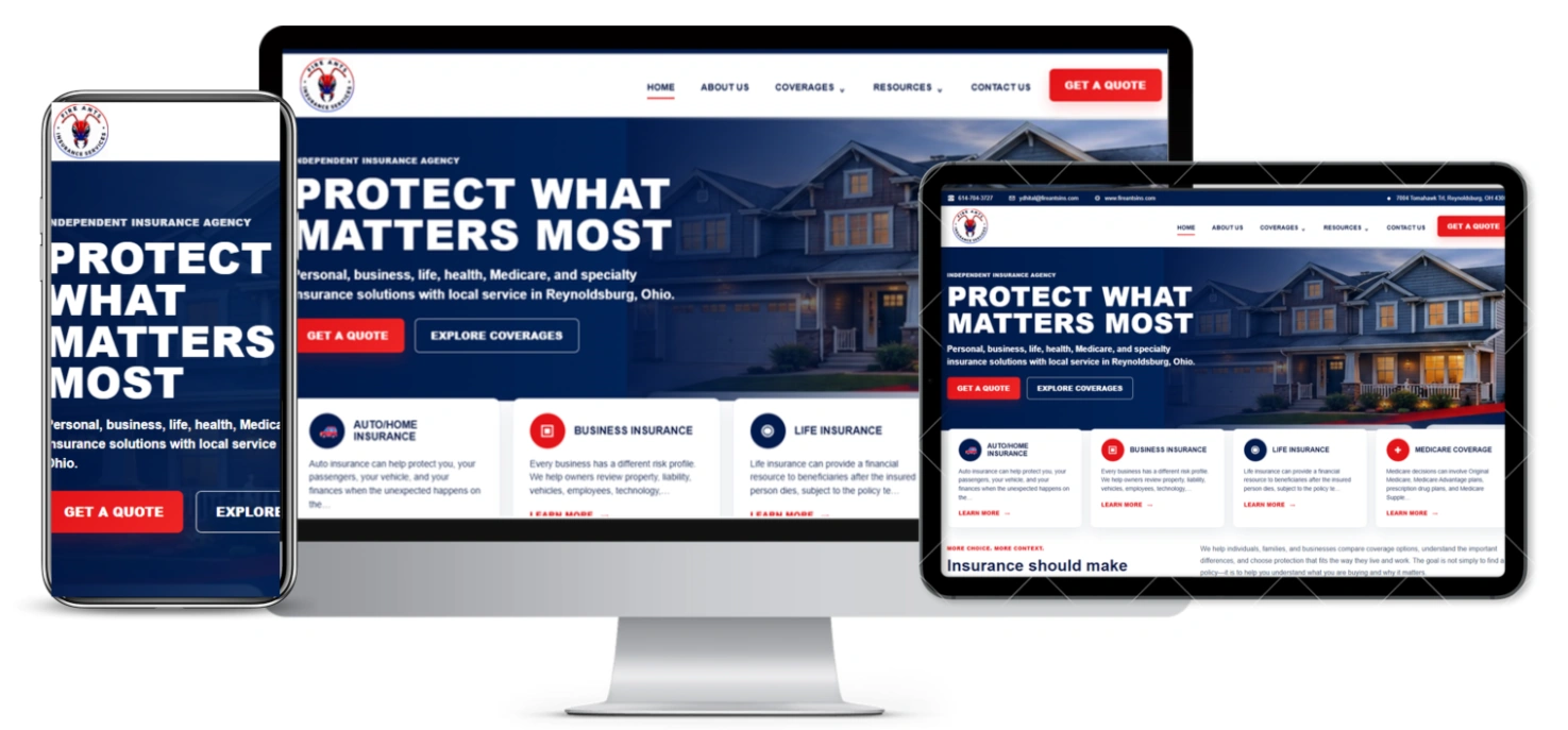 Responsive website design for Fire Ants Insurance Services