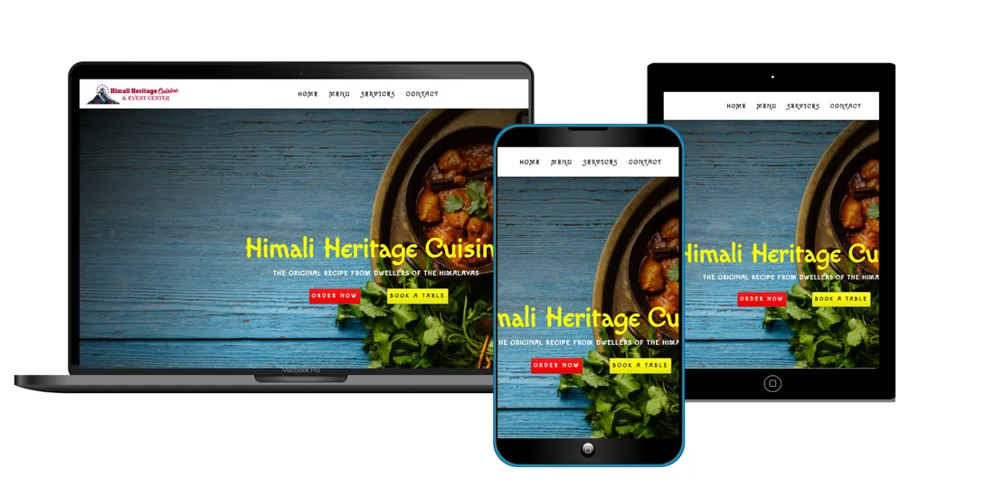 Responsive website for Himali Heritage Cuisine and Event Center